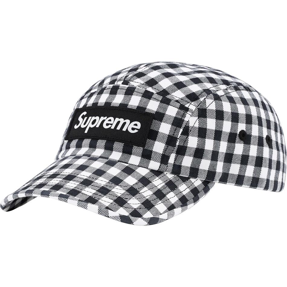 Chapeaux Supreme Gingham Camp Cap Noir | FR116MA