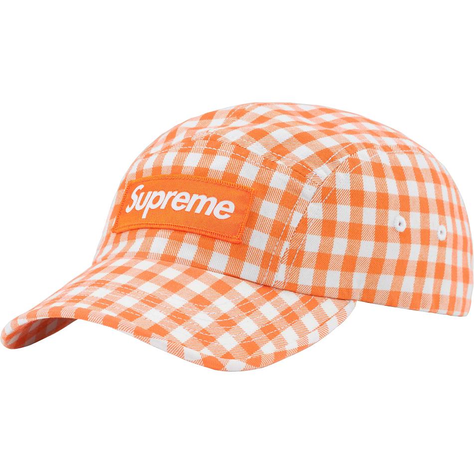 Chapeaux Supreme Gingham Camp Cap Orange | FR118WY