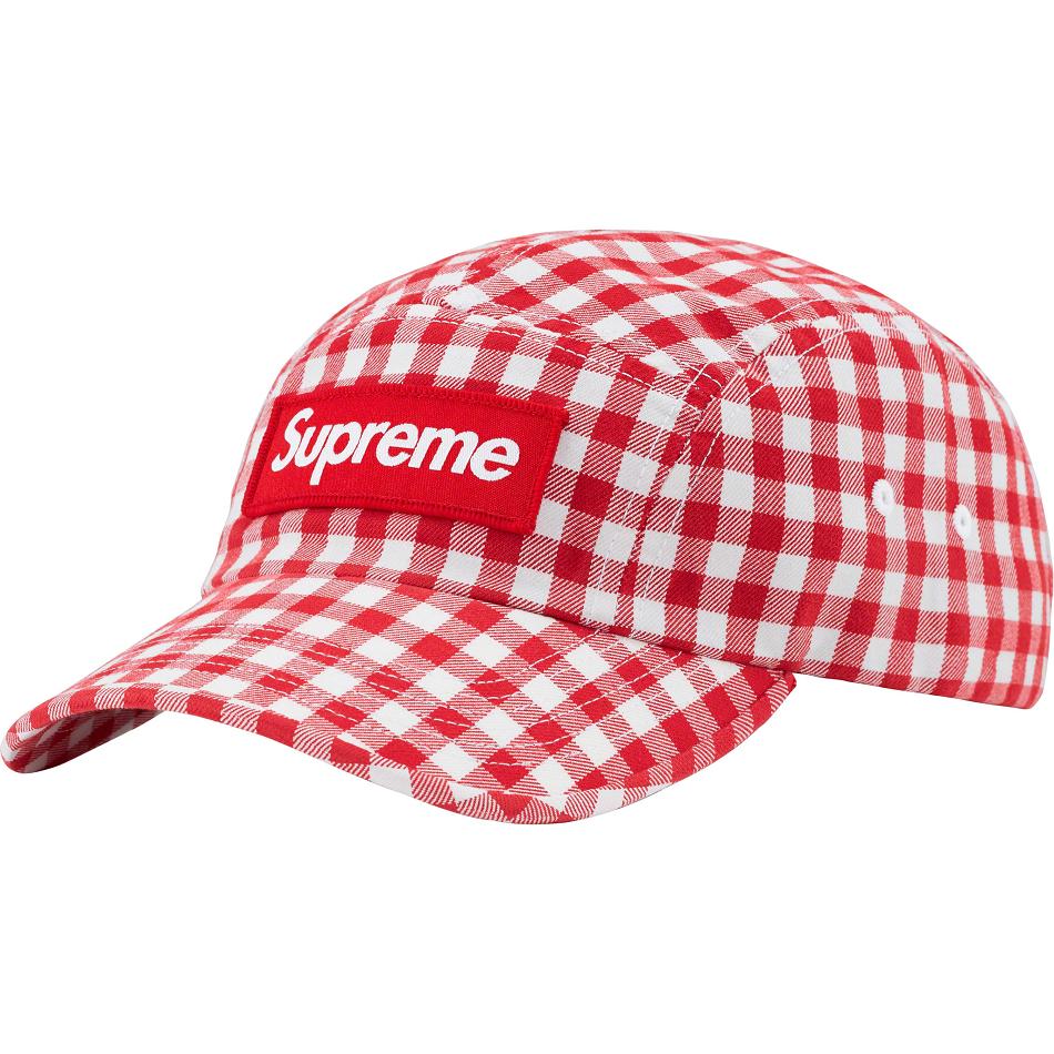 Chapeaux Supreme Gingham Camp Cap Rouge | FR114BC