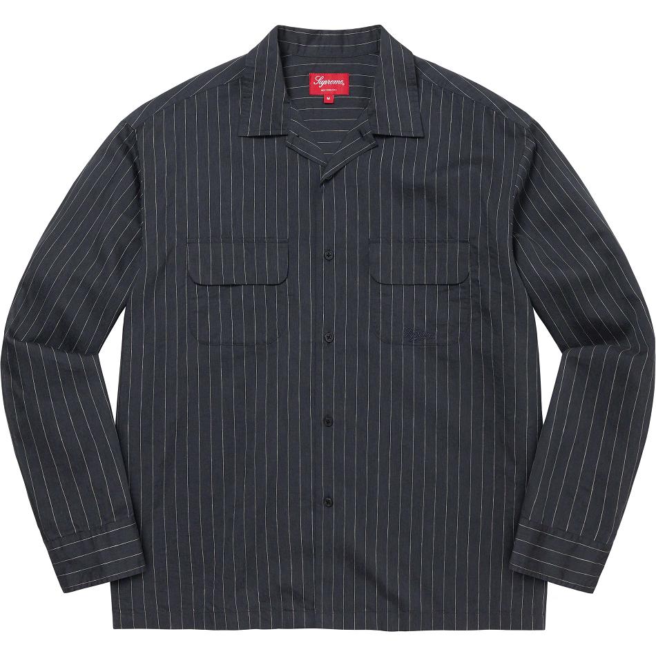 Chemises Supreme Pinstripe Linen Bleu Marine | FR372CE