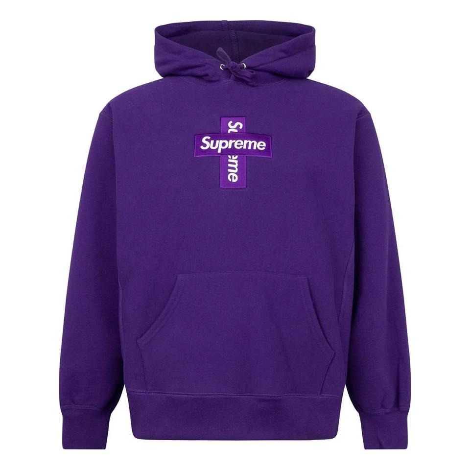 Sweat À Capuche Supreme Cross Box Logo Violette | FR485TV