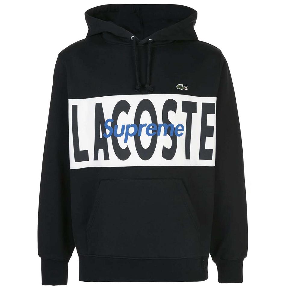 Sweat À Capuche Supreme X Lacoste Logo Panel Noir | FR457EX