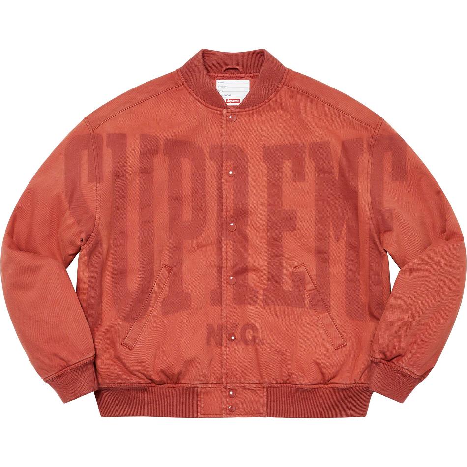 Vestes Supreme Washed Knockout Denim Varsity Rouge | FR438PQ