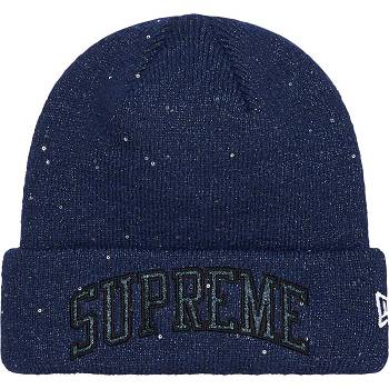 Chapeaux Supreme New Era® Metallic Arc Beanie Bleu Marine | FR145EX