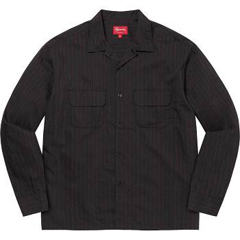 Chemises Supreme Pinstripe Linen Noir | FR374BC