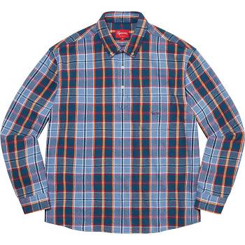 Chemises Supreme Pullover Plaid Flannel Bleu | FR380RW